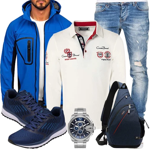 Blau/Hellblau Ripstopjacke/Wanderjacke/Sportjacke/Segeljacke/Uniformjacke/Laufjacke/Langlaufjacke/Trekkingjacke/Funktionsjacke BOLF kombinieren