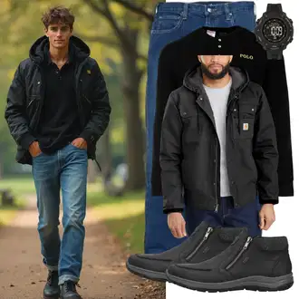 Outfit mit Blau/Hellblau/Dunkelblau Damen 7/8-Länge Jeans/SchlupfJeans/ThermoJeans/Sportschuhe/Cropped Jeans/Straight Leg Jean/Winterjacke/Formelles Hemd Carhartt "Cool Outfit"