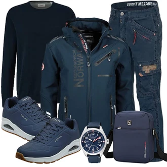 Sportlich Ski Outfit mit Geographical Norway "Cool Outfit"Look: Rap, Sportlich, Outdoor, Rad, Indoor, Dad, Schütze, Ski, Airsoft, Angeln, Wandern, Snow­boarden, Trekking