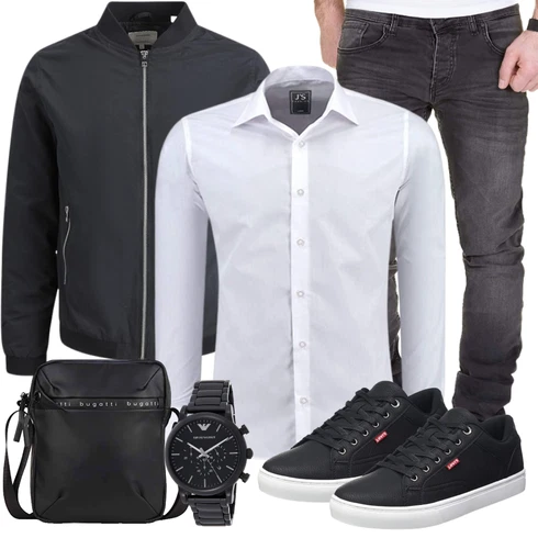 Schwarz/Braun Jacke mit Seitlichem Reißverschluss/FliegerJacke Jack & Jones kombinieren