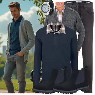 Lyocell Outfit mit Dunkelgrau/Schwarz/Hellgrau/Grau Tapered-Jeans/Dad Jeans/Thermojeans/Biker Jeans/Jeans mit Schlitz/Slim Fit Jeans/Leder Schuhe/Mom Jean/Lederjacke/Regular-Fit Jeans/Straight Leg Jean Brax "Cool Outfit"