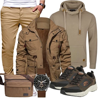 Outfit mit Rot Jacke Winter Parka TACVASEN "Cool Outfit"