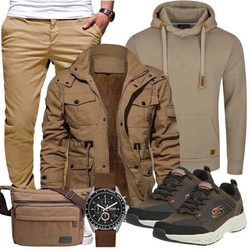 Khaki/Beige/Braun/Grau Unisex Hoodie/Vintage Hoodie/Hoodie/Ausgefallener Hoodie/Strick Hoodie Riverso kombinieren mit Grün Unkategorisiert Behype