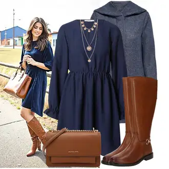 Mom Pričest Outfit sa Tamnoplava Haljina Veći Broj/Tunika About You "Jesenska odjeća za svaki dan"Look: Rap, Preodjeven, Preppy, Mom, Prevelik, Bal, Pričest, Posebne prigode, Brvnare, Koncer, Škola