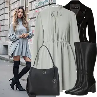 Outfit sa Crna/Tamnosiva/Siva/Bež/Smeđa Sportski dodatak/Novčanik/Privjesak/Maska/Privjesak/Privjesak Za Ključeve L.CREDI "Jesenski outfiti"