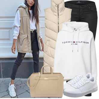 90-ich Skate Outfit sa Svjetloplava/Plava/Siva/Bijela Tanka Tenisica/Kožna Tenisica/Skate cipela/neformalna cipela/Ljetna Tenisica Puma "Cool jesenski outfit"Look: 90-ich, Nerd, Steampunk, Sportski, Estetika, Skater, Hip Hop, S zakovicama, Skating, Aerobik, Tenis, Skate
