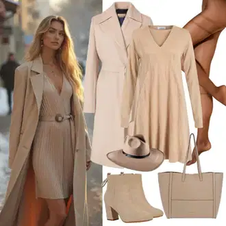 outfit mit Rjava/Bež/Škrlatna Plašč iz Bukleja/Loden plašč/Volneni Plašč/Volnen Zimski Plašč/Plašč iz Kašmirja/Prehodni Plašč/Midi Plašč answear lab "Eleganten jesenski Outfit"