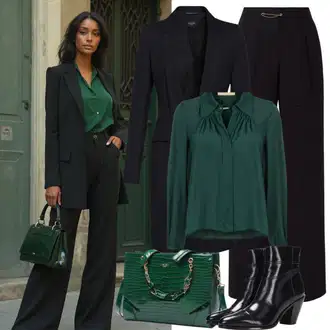 Outfit sa Zeleno/Tirkizna/Neon boje Duga Bluza/Jednobojna Bluza/Bluza Dugih Rukava/Oversize Bluza/Slip-on Bluza/3/4 Bluza/Poslovna Bluza/Tunika Majica jjxx "Elegantna jesenska odjeća"