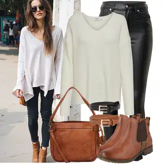 Elegantan Outfit sa Crna/Tamnozelena/Zeleno/Bijela Traperice Kožna Jakna/Bikerske Traperice/High Waist Traperice/Traperice s Prorezom/Termo Traperice Dr. Denim "Jesenski outfiti"Look: Rap, Elegantan, Prekrasan, Mokri izgled, Old Money, Techno, Jazz, cool