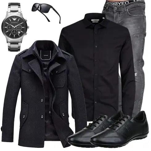 Schwarz/Dunkelblau Hemdbluse/BusinessHemd/Business Hemd Jack & Jones kombinieren
