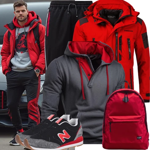 Rot/Dunkelrot/Rosa JoggingHose/JerseyHose/TrainingsHose/SportHose Champion kombinieren mit Rot/Hellblau/Blau MannsTasche/Sport Accessoire/Shopper-Tasche Napapijri