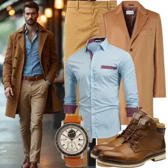 Smart Casual Outfits Edel mit Braun/Beige/Hellblau Armbanduhr/Smartwatch/Uhrenarmband/Uhrenbatterie/Uhrwerkzeug/Kettenuhr Tommy Hilfiger "Freizeit Outfit"Look: Casual, Edel, Retro, 80er, Sportlich, Techno, Stil, Leger, Elegant, Classic, Vintage, Schön