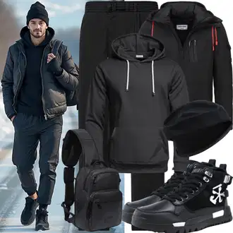 Sport Outfits mit Schwarz/Dunkelblau Treggings/Warme Leggings/Stretchhose/Gefütterte Leggings/Sport Leggings/Jeggings/Funktionshose/Lederjacke/Thermohose/Laufhose CMP "Freizeit Outfit"