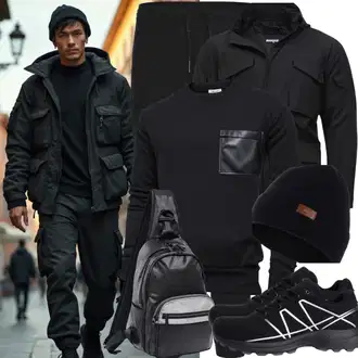 Strick Outfit mit Schwarz Sport Sweatshirt/Damen Pullover/Women's Fleece Sweatshirts/Pullover mit Stehkragen/Lederjacke Napapijri "Freizeit Outfit"