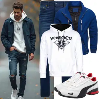 Zweiteilige Outfit mit Weiß Vintage Hoodie/Damen Pullover/Ausgefallener Hoodie/Sport Hoodie/Partner Hoodie/Unisex Hoodie/Hoodie The North Face "Freizeit Outfit"