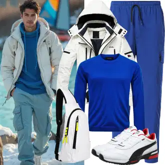 Outfit mit Weiß/Creme/Beige/Schwarz Puffer Jacke/DaunenJacke/WinterJacke/SommerdaunenJacke/Außergewöhnliche Jacke/Nachhaltige Jacke/ÜbergangsJacke/KunstfaserJacke Superdry "Freizeit Outfit"