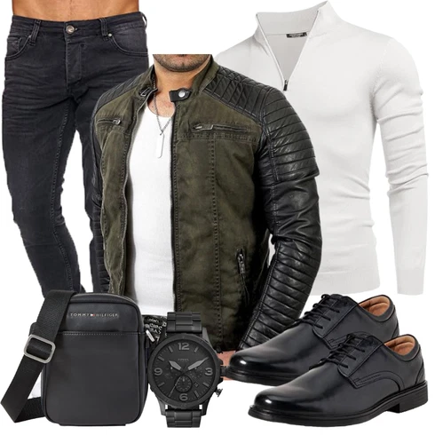 Fell Dunkelgrün Jacke mit Seitlichem Reißverschluss/Kunstfaserjacke/KunstLederjacke/Wachsjacke/Steppjacke/Außergewöhnliche Jacke/Motorradjacke/Bikerjacke Redbridge kombinieren