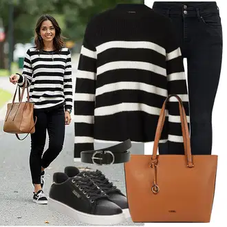 Outfit s Černá Volnočasová Bota/Kožené tenisky/Šněrovací Bota/Tenisky s Bočním Zipem/Letní tenisky/Nízká Teniska/Úzká teniska Guess "podzimní outfit pro každý den"