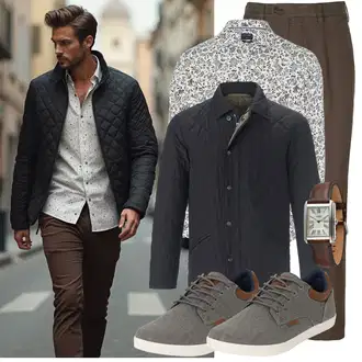 Outfit mit Grau/Khaki/Dunkelgrau/Hellgrau/Dunkelblau/Hellblau Canvas-Sneaker/Freizeitschuh/Stoffschuh/Schmaler Sneaker/Schnürschuh/Schnürer Bullboxer "Freizeit Outfit"