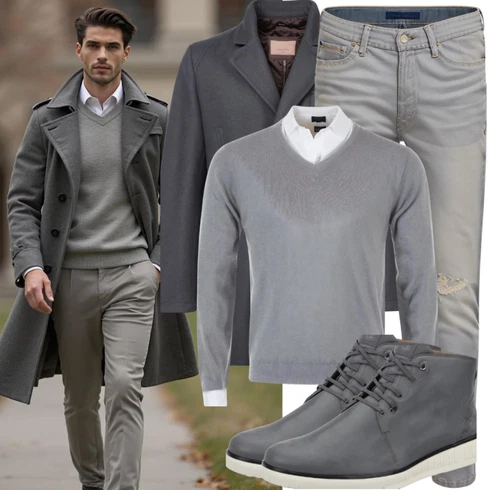 Grau/Hellgrau/Dunkelgrau Strickpullover/Kaschmir Pullover/Wollpullover/Basic Pullover/Einfacher Pullover/Strickmuster Pullover/Feinstrickpullover/Winterpullover Tommy Hilfiger kombinieren