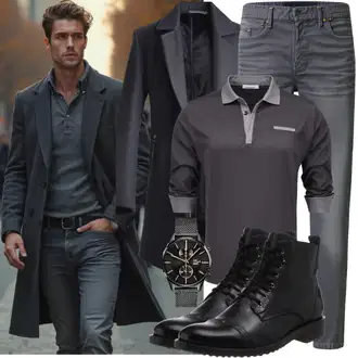 Sexy Outfit Elegant mit Dunkelgrau/Grau/Dunkelblau Strickmantel/Schmal Geschnittener Mantel/Wollfleece Mantel/Gehröck/Blazermantel/Kaschmir Mantel/Wollmantel YOUTHUP, Schwarz/Dunkelgrau Business Hemd/Bügelfreies Hemd/Businesshemd/Casual Hemd/Hemdbluse/Musselin Hemd Tommy Hilfiger, Schwarz Schnürschuh/Oxford Schuh/Business-Schuh/Schnürer/Lederschuh Ecco "Freizeit Outfit"Look: Büro, Zuhause, Stil, Indoor, Business, Moderne, Coole, Smart Casual, Elegant, Edel, Ausgefallene, Extravagante, Schick, Lack, Workwear, Nahtlos, Schön, Casual, Unisex, Classic, Duckfeet, Gothic, Trendige