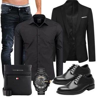 Outfit mit Blau Hemd J'S FASHION "Freizeit Outfit"