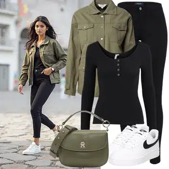 Visok Outfit sa Crna Sportska Tajica/Tople Tajice/Tajice s Prorezom/Neprozirna Tajica/Kožna Jakna/Podstavljena Tajica/Pamučna Tajica/Pletena Tajica/Push-up Tajice Pieces "Jesenski outfiti"