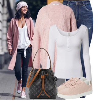 Outfit s Růžová Teniska Kožené Tenisky/Nízká Teniska/Úzká Teniska/Letní Tenisky Tommy Hilfiger "Podzimní outfity"