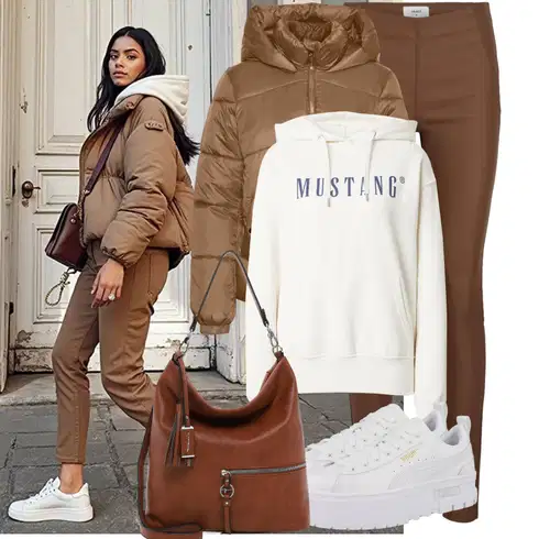 Kombinace Hnědá/Khaki/Tmavě hnědá/Béžová Jeggings/Legíny s Rozparkem/Legíny Kožený Vzhled/Skinny Kalhoty/Tregíny/Kožený legíny/Kalhoty z Umělé Kůže/Úzká Kalhoty Object