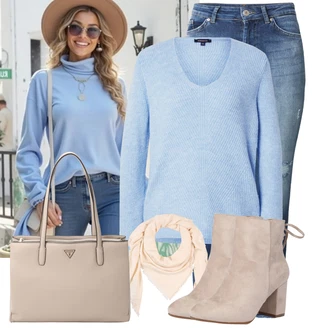Vysoké Podpatky Outfit s Béžová/Hnědá Kotníková Bota Na Podpatku/Zimní kotníková bota/Kotníková Bota s Podšívkou/Letní kotníková kozačka/Šněrovací Kotníková Bota About You "Vkusný podzimní outfit"