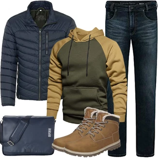 Rundhals Outfit mit Dunkelgrün/Khaki/Braun Pullover mit Reißverschluss/Kapuzenpullover/Unisex Hoodie/Strick Hoodie/Hoodie/Sport Sweatshirt/Ausgefallener Hoodie/Kapuzenpullover/Sport Hoodie MANLUODANNI "Herbst Outfits"