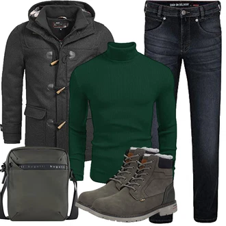 Herbst Outfit mit Dunkelgrün/Khaki/Dunkelgrau/Grau Schnürstiefelette/Winter Sneaker/Herren Lederschuhe/Wattierte Stiefel/Winter Stiefel/Wasserdichter Stiefel/Klassischer Stiefel/Gefütterte Stiefelette/Winter Stiefelette Mishansha "Herbst Outfits"
