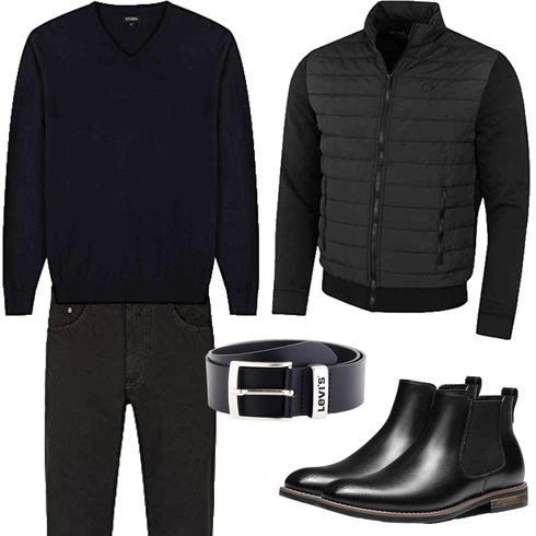 Schwarz/Grau 2in1 Jacke/IsolationsJacke/KunstfaserJacke/MerinoJacke/ThermoJacke/HybridJacke Calvin Klein kombinieren