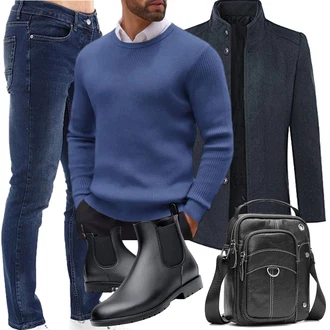 Regen Outfit mit Schwarz GummiStiefel Acfoda "Herbst Outfits"