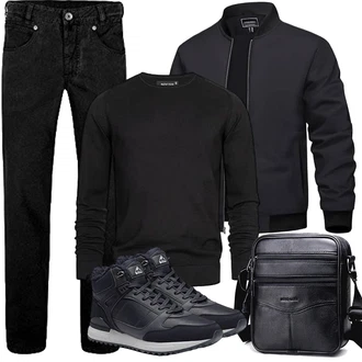 Sportlich Outfit mit Schwarz/Dunkelblau/Blau Wasserfester Schuh/Schmaler Sneaker/Sneaker Mit Seitlichem Reißverschluss/Winter Sneaker NORTIV8 "Herbst Outfits"Look: Stil, Indoor, Casual, Outdoor, Sportlich, Schütze