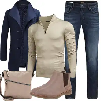 20er Jahre Outfit mit Beige/Grau/Braun/Lila Handytasche/Schultertasche/Umhängetasche Tamaris "Herbst Outfits"Look: Schön, Uni, Classic, Safari, Schick, Elegant, Casual, Edel, Oversize, Vintage, Smart Casual, Moderne, 20er Jahre