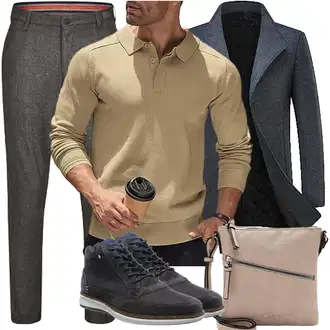 20er Jahre Outfit mit Beige/Grau/Braun/Lila Handytasche/Schultertasche/Umhängetasche Tamaris "Herbst Outfits"Look: Schön, Uni, Classic, Safari, Schick, Elegant, Casual, Edel, Oversize, Vintage, Smart Casual, Moderne, 20er Jahre