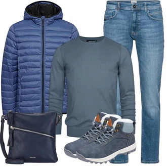 Herbst Outfit mit Grau/Blau/Dunkelblau/Hellblau Wasserdichter Stiefel/Wasserdichter Outdoorschuh/Herren Lederschuhe/Trekkingstiefel/Winter Sneaker/Wasserfester Schuh Mishansha "Herbst Outfits"