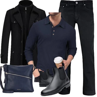 Regen Outfit mit Schwarz GummiStiefel Acfoda "Herbst Outfits"