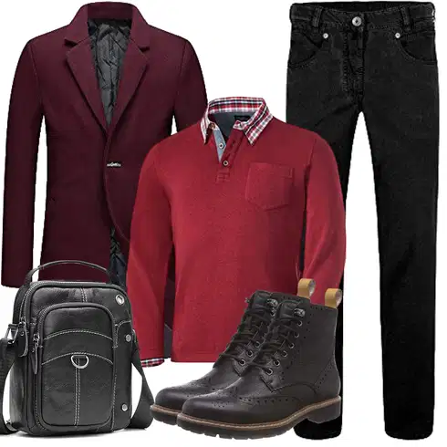 Dunkelrot/Lila/Rot/Rosa/Bordeaux Wollfleece Mantel/Kaschmir Mantel/Schmal Geschnittener Mantel/Gehröck/WollMantel/BlazerMantel YOUTHUP kombinieren