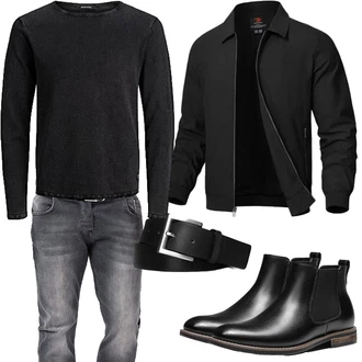 Outfit mit Schwarz Jeans Leder Schuhe Rock Creek "Herbst Outfits"