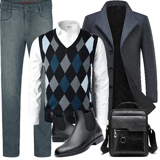 Regen Outfit mit Schwarz GummiStiefel Acfoda "Herbst Outfits"