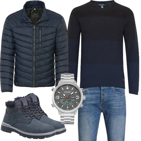 Blau/Dunkelblau/Grau/Hellblau Wattierte Stiefel/Klassischer Stiefel/Winter Stiefelette/Wasserdichter Stiefel/Gefütterte Stiefelette/Winter Sneaker/Herren Lederschuhe/Wasserfester Schuh ASTERO ASTERO kombinieren