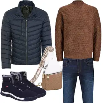 Mit Bauch Outfit mit Braun/Beige Gürteltasche/Handytasche/Gürteltasche/Schultertasche/Umhängetasche Suweir "Herbst Outfits"