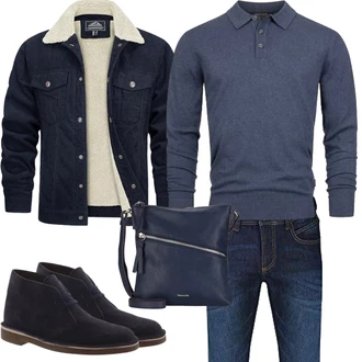 Outfit mit Dunkelblau Schulranzen/Schultertasche/Schultertasche/Umhängetasche Tamaris "Herbst Outfits"