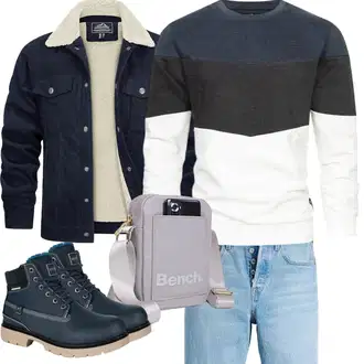 Herbst Outfit mit Blau/Hellblau/Dunkelblau Winter Sneaker/Trekkingstiefel/Gummistiefelette/Schnürstiefel/Lederjacke/Klassischer Stiefel/Winter Stiefelette/Wattierte Stiefel/Herren Lederschuhe/Wasserfester Schuh/Gefütterte Stiefelette/Sicherheitsschuh/Wasserdichter Stiefel Gaatpot "Herbst Outfits"