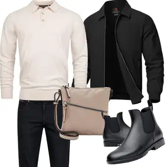 Regen Outfit mit Schwarz GummiStiefel Acfoda "Herbst Outfits"