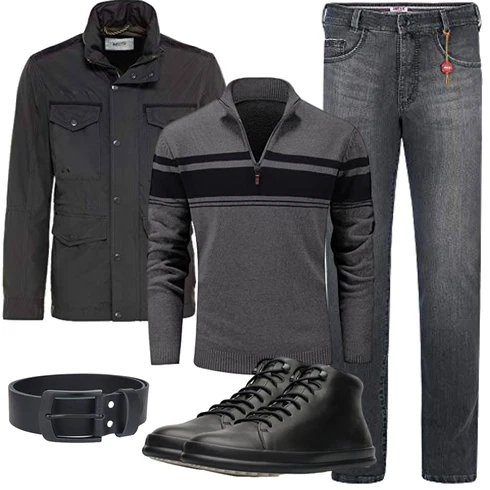 Cord Dunkelgrau/Grau/Dunkelgrün UniformJacke/CargoJacke/MilitärJacke/WachsJacke Camel Active kombinieren
