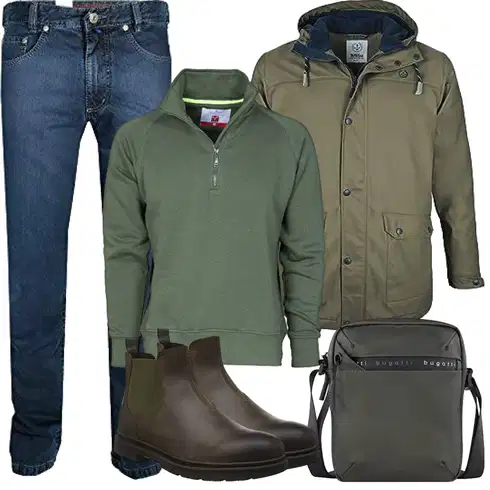 DunkelGrün/Grün TrekkingJacke/OutdoorJacke/Parka-übergangsJacke/Wasserdichte Jacke/Winter Parka/Bundeswehr Parka/WachsJacke MADSea kombinieren