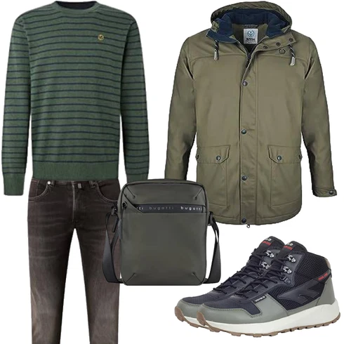 DunkelGrün/Grün TrekkingJacke/OutdoorJacke/Parka-übergangsJacke/Wasserdichte Jacke/Winter Parka/Bundeswehr Parka/WachsJacke MADSea kombinieren